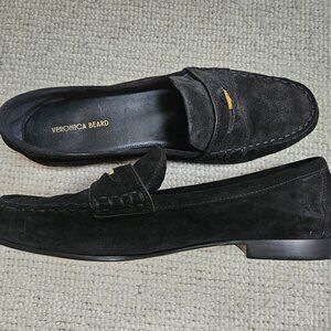 Veronica Beard Penny Suede Loafer Black Suede Shoes 10 - Office or Casual